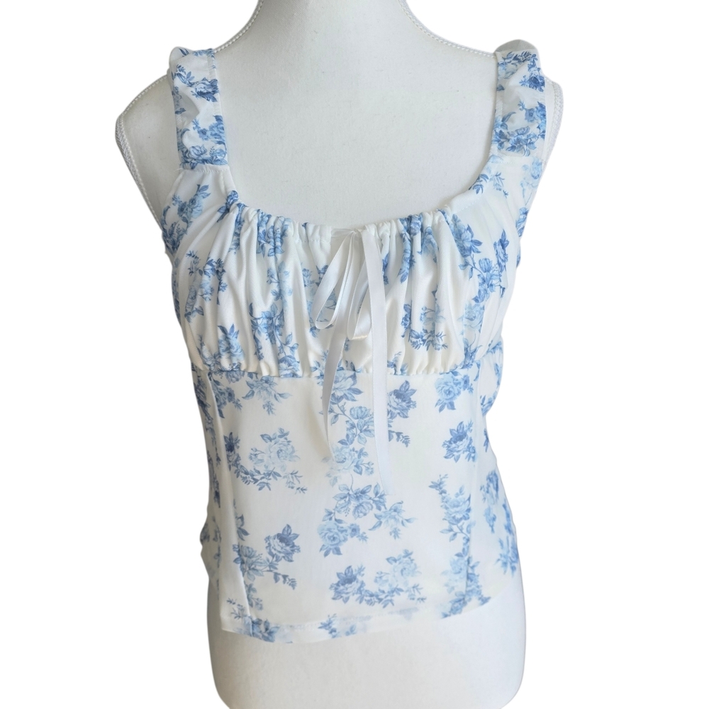 Cottagecore Romantic Milk Maid Sexy  Fairy Floral Pink Love Crop Top Size Large
